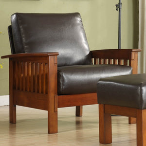 Monterey Mission Style Accent Chair with Steam-Bent Arms and Inner Spring Cushion