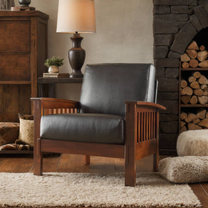 Monterey Mission Style Accent Chair with Steam-Bent Arms and Inner Spring Cushion