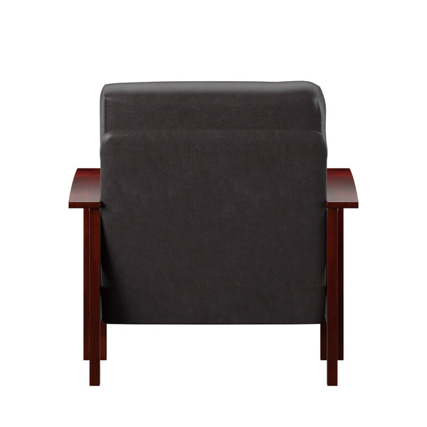 Monterey Mission Style Accent Chair with Steam-Bent Arms and Inner Spring Cushion