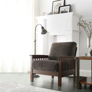 Monterey Mission Style Accent Chair with Steam-Bent Arms and Inner Spring Cushion
