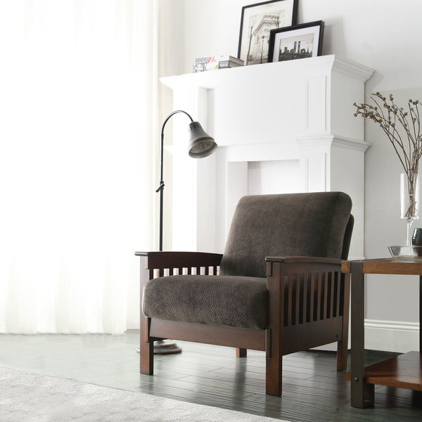 Monterey Mission Style Accent Chair with Steam-Bent Arms and Inner Spring Cushion
