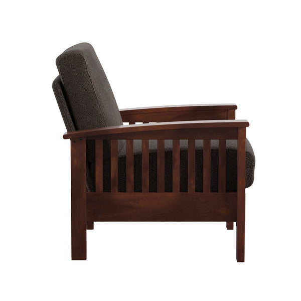 Monterey Mission Style Accent Chair with Steam-Bent Arms and Inner Spring Cushion