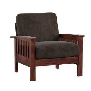 Monterey Mission Style Accent Chair with Steam-Bent Arms and Inner Spring Cushion