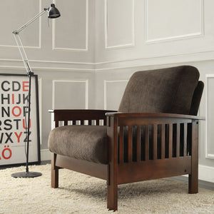 Monterey Mission Style Accent Chair with Steam-Bent Arms and Inner Spring Cushion