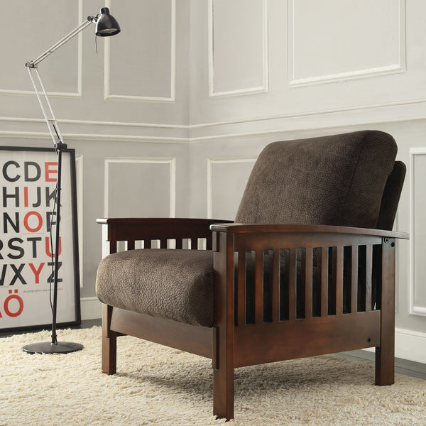 Monterey Mission Style Accent Chair with Steam-Bent Arms and Inner Spring Cushion