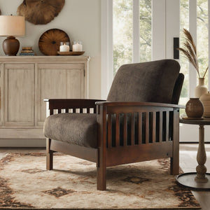 Monterey Mission Style Accent Chair with Steam-Bent Arms and Inner Spring Cushion