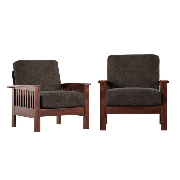 Monterey Mission Style Accent Chair with Steam-Bent Arms and Inner Spring Cushion