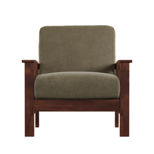 Monterey Mission Style Accent Chair with Steam-Bent Arms and Inner Spring Cushion