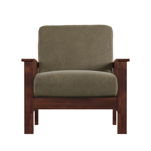 Monterey Mission Style Accent Chair with Steam-Bent Arms and Inner Spring Cushion