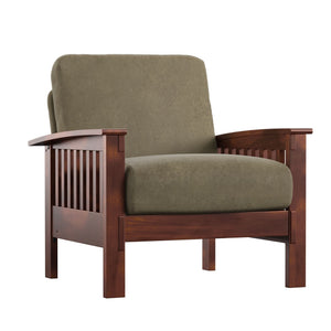 Monterey Mission Style Accent Chair with Steam-Bent Arms and Inner Spring Cushion