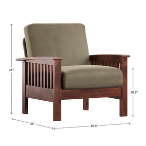 Monterey Mission Style Accent Chair with Steam-Bent Arms and Inner Spring Cushion
