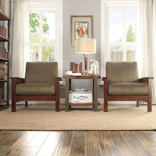 Monterey Mission Style Accent Chair with Steam-Bent Arms and Inner Spring Cushion