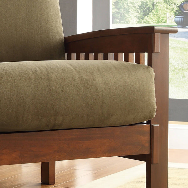 Monterey Mission Style Accent Chair with Steam-Bent Arms and Inner Spring Cushion