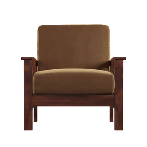 Homelegance Monterey Mission Style Accent Chair with Steam-Bent Arms and Inner Spring Cushion Brown Polyurethane Foam Pad 9912-1RU(3A)