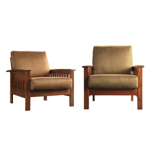 Monterey Mission Style Accent Chair with Steam-Bent Arms and Inner Spring Cushion