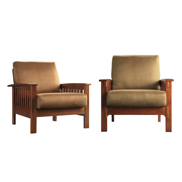 Monterey Mission Style Accent Chair with Steam-Bent Arms and Inner Spring Cushion