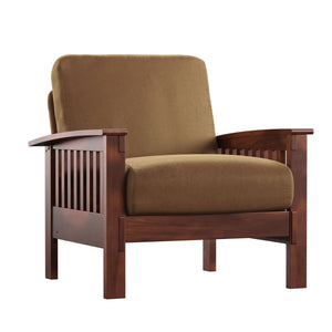Monterey Mission Style Accent Chair with Steam-Bent Arms and Inner Spring Cushion