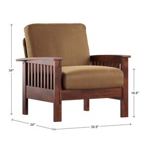 Monterey Mission Style Accent Chair with Steam-Bent Arms and Inner Spring Cushion
