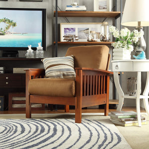 Monterey Mission Style Accent Chair with Steam-Bent Arms and Inner Spring Cushion