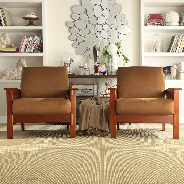 Monterey Mission Style Accent Chair with Steam-Bent Arms and Inner Spring Cushion