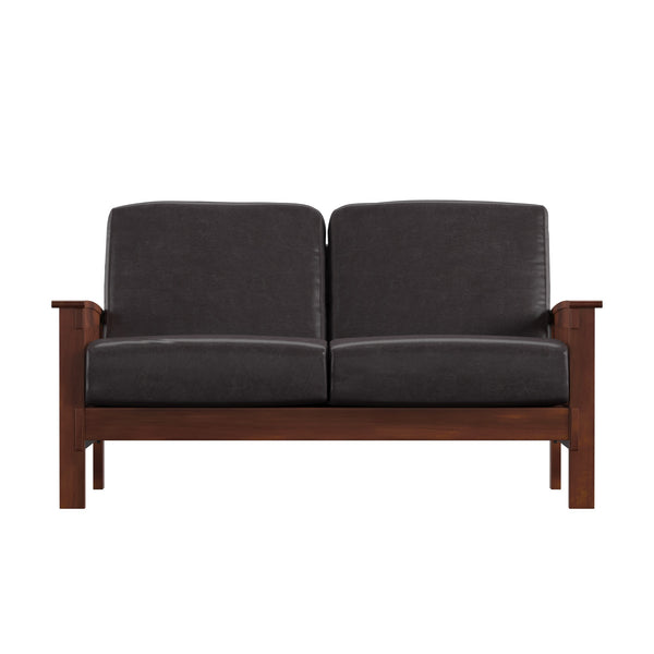 Monterey Mission Style Loveseat with Solid Hardwood Frame and Plush Cushioned Seating