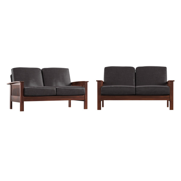 Monterey Mission Style Loveseat with Solid Hardwood Frame and Plush Cushioned Seating