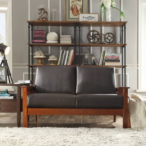 Monterey Mission Style Loveseat with Solid Hardwood Frame and Plush Cushioned Seating