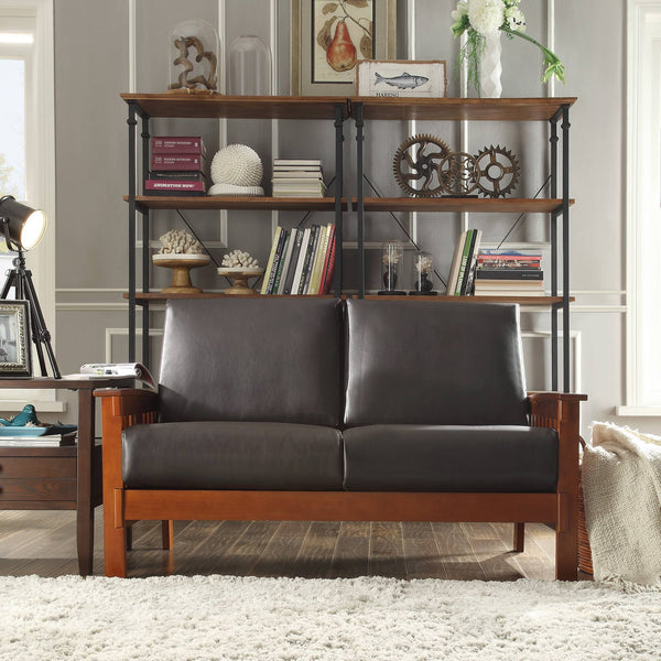 Monterey Mission Style Loveseat with Solid Hardwood Frame and Plush Cushioned Seating