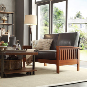 Monterey Mission Style Loveseat with Solid Hardwood Frame and Plush Cushioned Seating