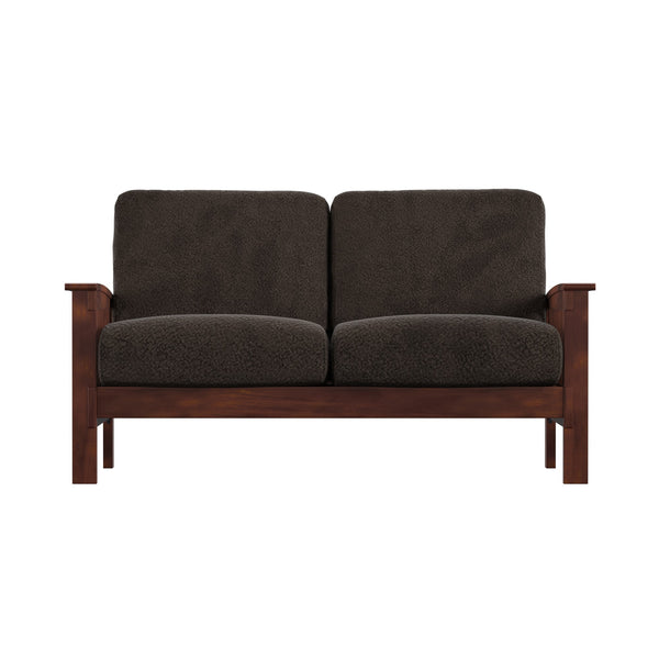 Monterey Mission Style Loveseat with Solid Hardwood Frame and Plush Cushioned Seating