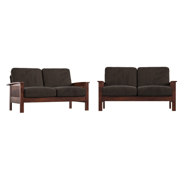 Monterey Mission Style Loveseat with Solid Hardwood Frame and Plush Cushioned Seating