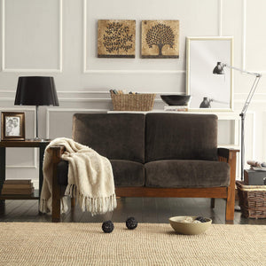 Monterey Mission Style Loveseat with Solid Hardwood Frame and Plush Cushioned Seating