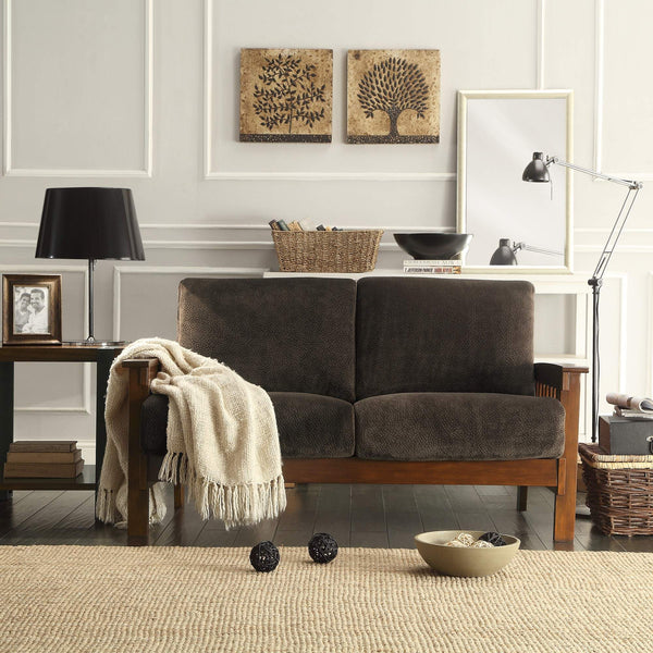 Monterey Mission Style Loveseat with Solid Hardwood Frame and Plush Cushioned Seating
