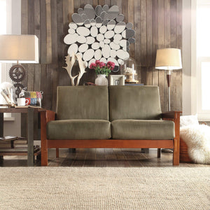 Monterey Mission Style Loveseat with Solid Hardwood Frame and Plush Cushioned Seating