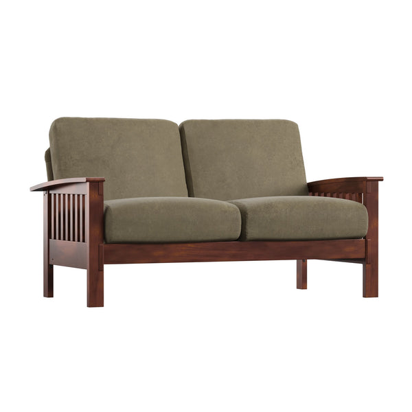 Monterey Mission Style Loveseat with Solid Hardwood Frame and Plush Cushioned Seating