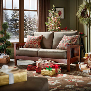 Monterey Mission Style Loveseat with Solid Hardwood Frame and Plush Cushioned Seating