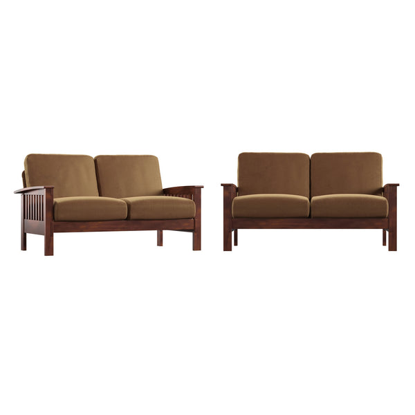 Monterey Mission Style Loveseat with Solid Hardwood Frame and Plush Cushioned Seating