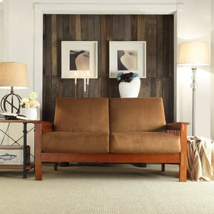 Monterey Mission Style Loveseat with Solid Hardwood Frame and Plush Cushioned Seating