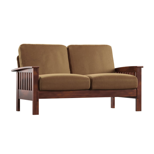 Monterey Mission Style Loveseat with Solid Hardwood Frame and Plush Cushioned Seating