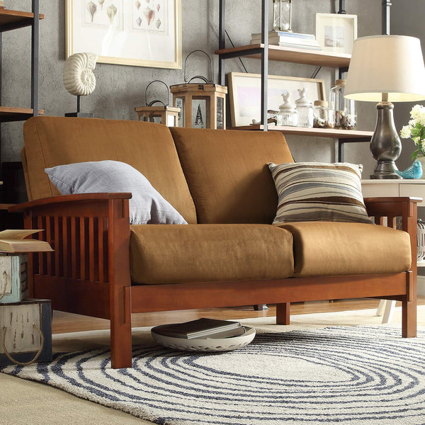 Monterey Mission Style Loveseat with Solid Hardwood Frame and Plush Cushioned Seating