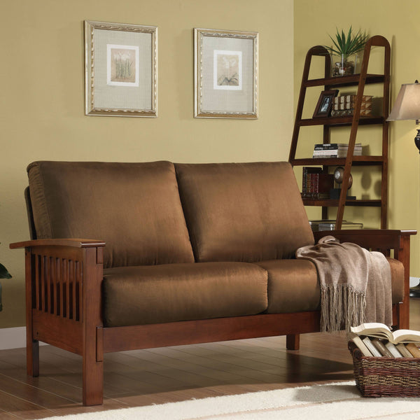 Monterey Mission Style Loveseat with Solid Hardwood Frame and Plush Cushioned Seating