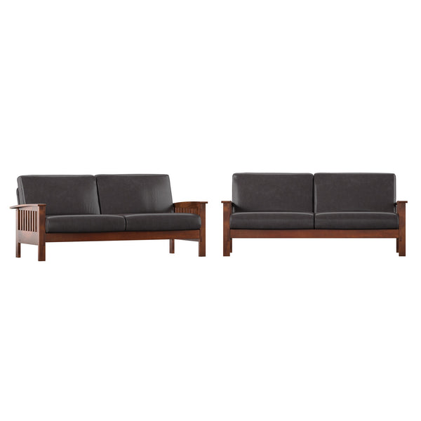 Monterey Mission Style Sofa with Inner Spring Cushions for Living Room Comfort
