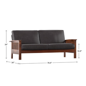 Monterey Mission Style Sofa with Inner Spring Cushions for Living Room Comfort