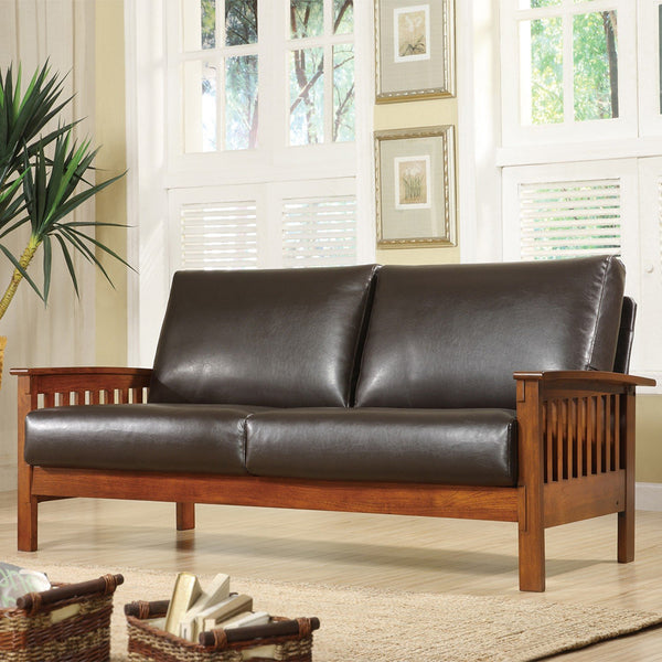 Monterey Mission Style Sofa with Inner Spring Cushions for Living Room Comfort