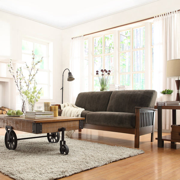 Monterey Mission Style Sofa with Inner Spring Cushions for Living Room Comfort