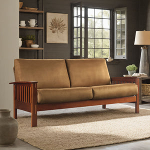 Monterey Mission Style Sofa with Inner Spring Cushions for Living Room Comfort