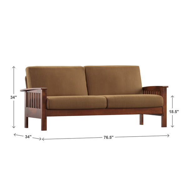 Monterey Mission Style Sofa with Inner Spring Cushions for Living Room Comfort