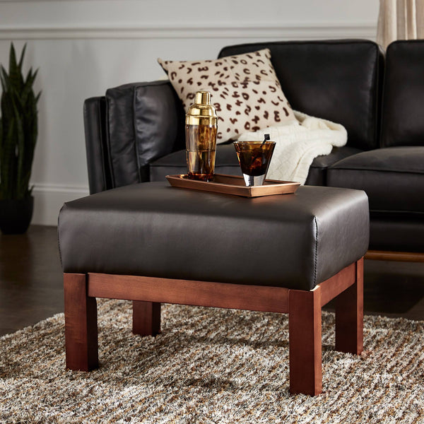 Monterey Upholstered Foam Cushion Ottoman with Solid Wood Frame for Living Rooms