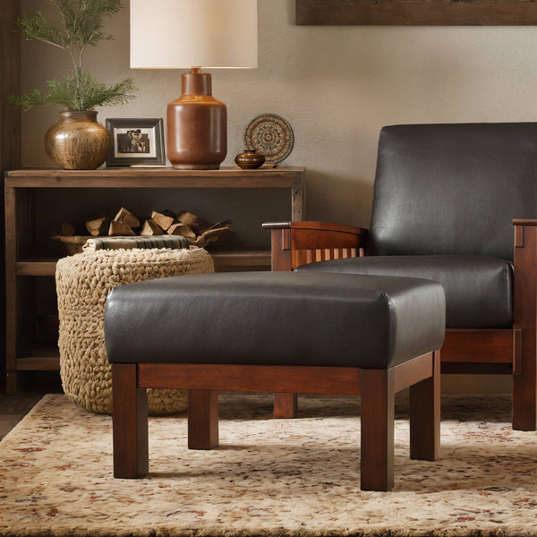 Monterey Upholstered Foam Cushion Ottoman with Solid Wood Frame for Living Rooms