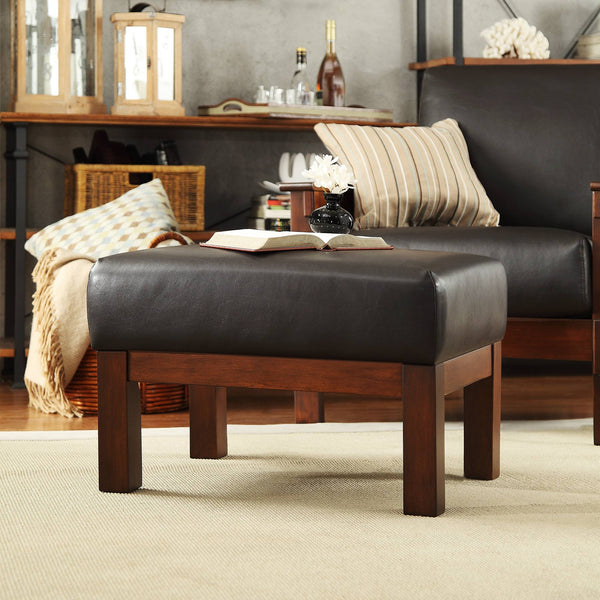 Monterey Upholstered Foam Cushion Ottoman with Solid Wood Frame for Living Rooms